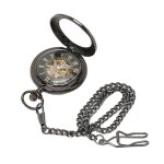 Montre de poche mcanique vintage  double botier remontage manuel squelette avec chane