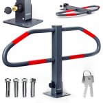 Monzana 2x barrire de parking rabattable en acier forme arc plaque de sol barrire stationnement serrure ...