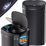 Monzana poubelle automatique 50l acier inoxydable capteur mouvement couvercle cble usb affichage led ...