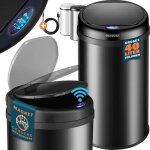 Monzana poubelle automatique acier inoxydable 40l capteur mouvement impermable affichage led cble ...