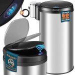 Monzana poubelle automatique acier inoxydable 50l capteur mouvement impermable affichage led cble ...