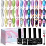 Moonlight 9d kit de vernis � ongles oeil de chat 12 couleurs avec aimant paillettes auroras chat vernis ...