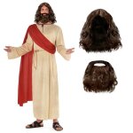 Morph costume complet j�sus perruque et barbe d�guisement religieux christ xl