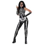 Morph costume squelette femme combinaison sans manches avec jambires dguisement halloween xxl