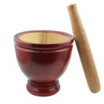 Mortier en bois 15 cm avec pilon pour broyer les herbes lail et la papaye (som tum ustensile de cuisine ...