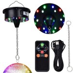 Moteur de boule disco avec tlcommande rotation rglable de 3  15 tr / min 18 led pour moteur de boule ...