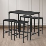 Motif marbre noir table à manger et chaises avec 4 chaises comptoir de cuisine ensemble table de bar ... Motif marbre noir table à manger et chaises avec 4 chaises comptoir de cuisine ensemble table de bar ...