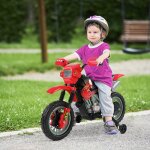 Moto cross �lectrique enfant 3 � 6 ans 6 v phares klaxon musiques 102 x 53 x 66 cm rouge et noir