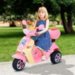 Moto scooter �lectrique pour enfants 6 v env. 3 km / h 3 roues et topcase effet lumineux et sonore rose ...