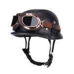 Moto vintage cuir avec visière lunettes retro style casque jet casque moto bols pour homme et femme adultes ... Moto vintage cuir avec visière lunettes retro style casque jet casque moto bols pour homme et femme adultes ...