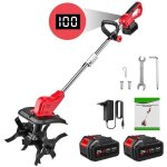 Motoculteur Électrique 21v avec 2 batteries rouleau double 4 lames affichage led pour le potagers la ... Motoculteur Électrique 21v avec 2 batteries rouleau double 4 lames affichage led pour le potagers la ...