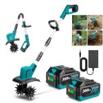 Motoculteur lectrique sans fil machine  labourer manche tlescopique - yofidra - 2x 2ah batteries