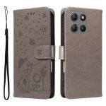 Pour motorola moto g15 housse antichoc protection luxueux etui portefeuille avec support - gris