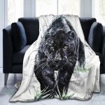 Mou duveteux jet� de couverture pour canap� lit125x150cmbelle panth�re peinture aquarelle animaux pr�dateurs ...