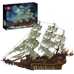 Mould king 13197 pirate bateau bloc moc flying man pirate bateau modle assembl bateau jouet
