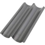 Moule � baguette en anthracite perfor� cuisson 2 baguettes facile � utiliser et nettoyer. label