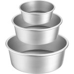 Moules  gteau ronds anti - adhsif aluminium lot de 3 diamtres 10 / 15 / 20cm base amovible professionnel ...