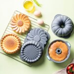 Moule à gâteau en silicone - ulisem - 4 pièces - tournesol - gris - antiadhésif Moule à gâteau en silicone - ulisem - 4 pièces - tournesol - gris - antiadhésif