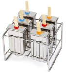 Moule � glace - acier inoxydable - 6 cavit�s - b�tonnets inclus - couvercles inclus - �conomique