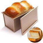 Moule  pain grande taille de mie avec couvercle anti - adhsif de cuisson rectangulaire en acier au ...