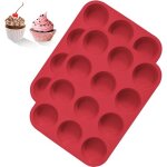 Moule de patisserie - kal - 2 pi�ces moule cupcakes 12 cavit�s antiadh�sif rouge lave - vaisselle pour ...