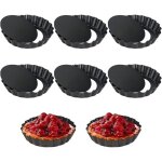 Moule � tartelettes de 10 cm avec fond amovible rev�tement antiadh�sif lot de 6 - noir label