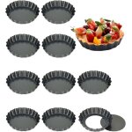 Moule tartelette - 10 pices moule mini tartelette - fond amovible - revtement antiadhsif moulle - ...