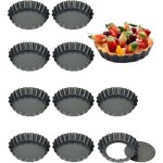 Moule tartelette - 10 pi�ces moule mini tartelette - fond amovible - rev�tement antiadh�sif moulle - ...