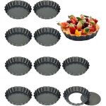 Moule tartelette - 10 pices moule mini tartelette - fond amovible - revtement antiadhsif moulle - ...
