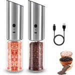 Moulin  poivre lectrique rechargeable usb grosseur rglable 170 ml pour sel et poivre label
