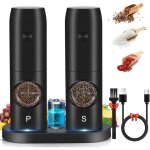 Moulin à sel et à poivre électrique avec base usb 2 en 1 s / p moulin à sel et à poivre électrique rechargeabl ... Moulin à sel et à poivre électrique avec base usb 2 en 1 s / p moulin à sel et à poivre électrique rechargeabl ...
