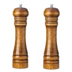 Moulin � sel et poivre - gigicial - 8 pouces - bois de ch�ne naturel - rotor en c�ramique - 2 pi�ces