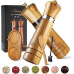 Moulin � sel et poivre - yyv - lot de 2 - c�ramique r�glable - bois dacacia - contemporain