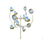 Moulin � vent rotatif en m�tal avec piquet sculpture d�corative pour jardin pelouse couleur argent