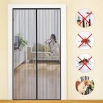 Moustiquaire 90x210cm maille ultra fine moustiquaire magntique avec bandes adhsives noir