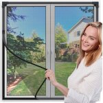 Moustiquaire fenetre magnetique avec cadrefentre cran filet cran insecte noir max 100x120 cm sans ...