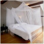 Moustiquaire de lit avec 1 porte baldaquin pour lit double filet rectangulaire premium dimensions 200 ...
