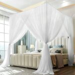 Moustiquaire de lit carre forhome 210x190x240cm - installation rapide et facile pour lits simples et ...
