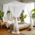 Moustiquaire de lit double grand moustiquaire carr lits simples 4 portes pour anti - insectes universelle ...
