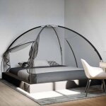Moustiquaire mongole avec portes 220 maille noir 200x200x135 cm