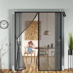 Moustiquaire porte coulissante 240x210cm - auto - ferm / sans perage (noir / multi - pices)