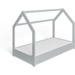 Ms factory lit enfant b�b� maison 80x160 cm - lit en bois massif cabane - style scandinave - lit avec ...