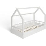 Ms factory lit enfant b�b� maison 80x160 cm - lit en massif cabane - style scandinave - blanc barri�res ...