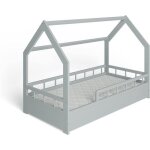 Ms factory lit enfant bb maison avec un matelas 80x160 cm - lit en massif cabane - style scandinave ...