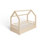 Ms factory lit enfant bb avec un matelas maison 70x140 cm - lit en massif cabane avec protection - ...