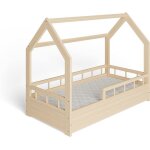Ms factory lit enfant b�b� avec un matelas maison 70x140 cm - lit en massif cabane - style scandinave ...