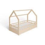 Ms factory lit enfant bébé avec un matelas maison 80x160 cm - lit en massif cabane avec protection - ... Ms factory lit enfant bébé avec un matelas maison 80x160 cm - lit en massif cabane avec protection - ...