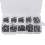 Msd pche les hameons  ardillon en acier au carbone haute bait 10 tailles avec bote en plastique pour ...