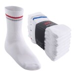 Mt chaussettes de sport et loisir pour femmes et hommes (8 paires) ? chaussettes de tennis ? blanc rayures ...