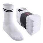 Mt chaussettes de sport et loisir pour femmes et hommes (8 paires) ? chaussettes de tennis ? blanc rayures ...